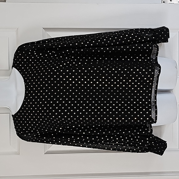 NWTs $90 J. Crew's Crew Lined Black top with Gold Dots Size M - Picture 3 of 6